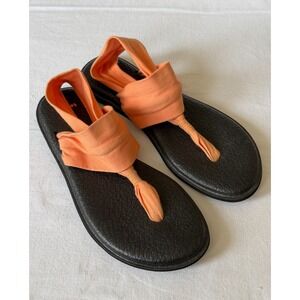 Sanuk Yoga Sling Sandals Thong‎ Strappy Comfort Casual Orange Size 9